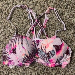 VS PINK: Date Racerback Floral Front-Closure Bra